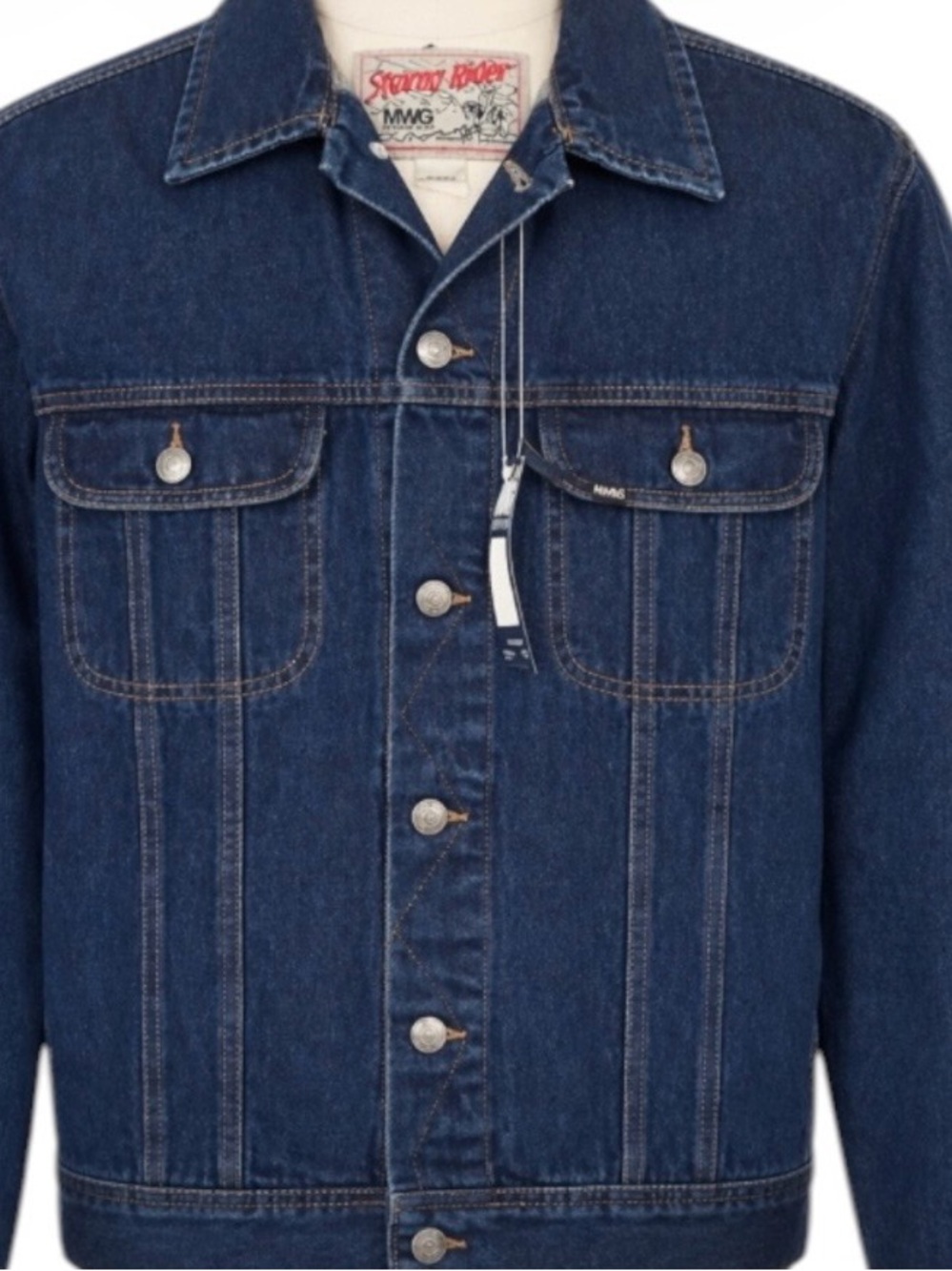 Vintage Storm Rider MWG Denim Jacket Men’s XL Blue Western Trucker Coat Y2K